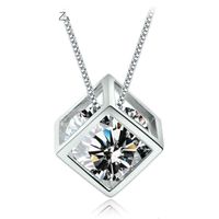 Wholesale Women Choker Jewelry Silver Color Necklace With Stone Geometric Pendant Jewelry Accessories CZ Crystals from Swarovski A86