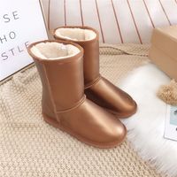 Fleece Warm Wolle Mit Rohr Damen Australian Metall Winter Sheeny Schneestiefel Wasserdichte Boots Female Fashion Kuhfell Futter Winterschuhe 34LRjAc5qS