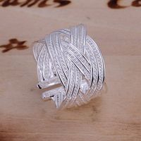 Wholesale The best gift fashion women lady geometric open large ring silver color classic models silver plated jewelry R024