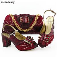 Wholesale Dress Shoes Latest Design African Women And Bag Set For Party Wedding Bride Cristal Matching In Heels