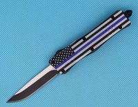 Wholesale Hot sale Blue Flag Inch Mini Auto Tactical Knife C Single Edge Drop Point Fine Black Blade EDC Pocket Knives