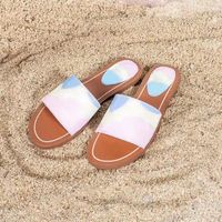 Wholesale Escale Flat Mule Women Canvas Slides Slipper Brand Patent Sandals Designer Shoes Summer Lady Fashion Beach Flip flops EU35