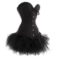 Wholesale Fashion Womens Gothic Vintage Lace Trim Corset Dress with Mini TuTu Skirt Halloween Clubwear costume Plus size Gothic Bustier