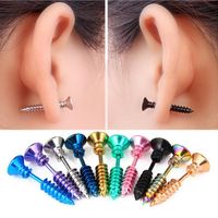 Wholesale 10 color Stainless steel Hypoallergenic Stud Earrings Men women Unisex screw Piercing Ear Rings Fashion Punk Halloween Jewelry Gift