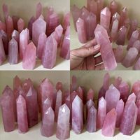 Wholesale Natural pink crystal hexagonal prism East China Sea crystal raw stone polished Pink Crystal single point pillar factory direct sales QT6C004