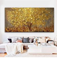 Wholesale 100 Hand Painted Palette Knife Golden Tree Oil Paintings On Cotton Canvas Large D Abstract Wall Art Pictures For Living Room