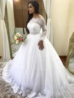 Wholesale Off Shoulder Lace Wedding Dresses Elegant Long Sleeves Wedding Gowns Lace Mermaid Wedding Dresses Plus Size Bridal Dresses Chapel Train