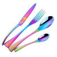 Wholesale Knife And Fork Spoon Tableware Kit Stainless Steel Gold Sliver Plating Dinner Flatware Suit Polished Cutlery Set Top Quality ls E19
