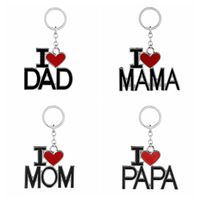 Wholesale English Letter Keychain I Love Papa Mama Mom Dad Metal Key Ring Family Keychains for Father Mother S Day Gift Party Favor GGA2711