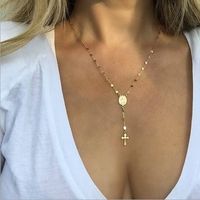 Wholesale New Cross Rosary Necklace For Women Virgin Mary Virgin Religious Jesus Crucifix Pendant Gold Silver Rose Gold chains Fashion Jewelry