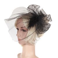 Wholesale Hot style cambric banquet gauze hat bridal headpiece headwear feather hair clip European and American party headpieces hair accessories