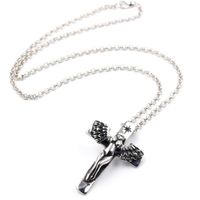 Wholesale Personalized Men s Antique Silver Cross Angel Wings Pendant Chain necklace