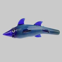 Wholesale Good quality Dark blue Oceanic sharks design glass animal pipe gift for friend