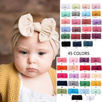 Wholesale 45 Colors Baby Headbands Bohemian Children Hair Band Baby Bow Knotted Hair Band Solid Color Elastic Hair Band