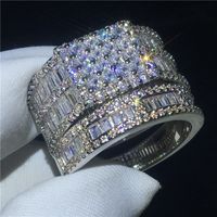Wholesale 2018 Stunning Bridal ring sets Sterling silver Princess cut Diamond Cz Engagement wedding band ring for women Finger jewelry