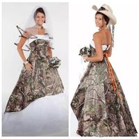 Wholesale Gorgeous Camo Wedding Dresses Satin Country Cowgirls Bridal Dress Sweep Train Plus Size Camouflage Wedding Gowns Corset Lace Up
