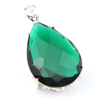 Wholesale New LuckyShine Top Fire Drop Green Quartz Sterling Silver Plated Fashion Women Wedding Pendants Necklace quot inch