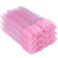 Wholesale 300Pcs Shiny Pink Disposable Micro Eyelash Brushes Crystal Mascara Wands Applicator Eyebrow Comb Eyelash Brushes Makeup Tool Kit