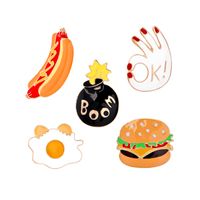 Wholesale Fast Food Brooch Set Pizza Hamburgers Hot Dogs Poached Eggs Dice Bombs Enamel Pin Hat Shirt Collar Bag Chain Brooches Holiday Gift YD0039