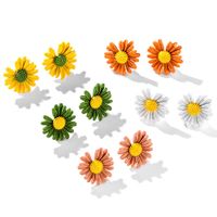 Wholesale 10Pairs Color Clay Cute Daisy Earrings Studs for Women and Girls ellis perennis marguerite Flower Stud Ear Jewelry
