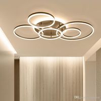 Wholesale Remote Controller Circle Rings Modern led Chandelier For living Room Bedroom Study Room White Brown Color Chandelier