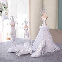 Wholesale White Wedding Fantasy mannequin Jewelry display Stand Sofa Ring Holder High Heels White Rose window display mini doll