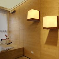Wholesale Modern Led wooden wall lamps Nordic frosted glass lights aisle chandelier Aisel Hotel bedroom minimalist solid wood corridor K WL16085