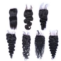 Wholesale 4x4 Lace Closure Straight Body Loose Deep Water Wave Kinky Curl Pre plucked Nautral Hairlin