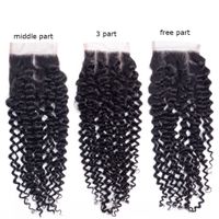 Wholesale Kinky Curly Human Hair x4 Lace Closures Knots Bleached Natural Hairline Free Middle Parts