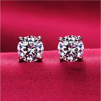 Wholesale Mens Hip Hop Stud Earrings Jewelry High Quality Fashion Round Gold Silver Simulated Diamond Earrings For Men