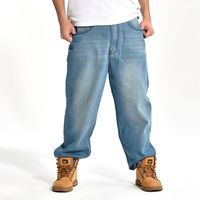 Wholesale Men s Jeans Men Blue Baggy Hip Hop Designer Brand Skateboard Pants Loose Style Plus Size HipHop Rap Boy Trousers