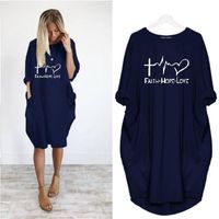 Wholesale Pullover O Neck Winter Long Sleeve Letters Printed Female Dress Casual Loose Womens Clothing Womens Desinger Dresses