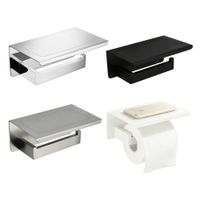 Wholesale White Mirror Chrome Polished Black Brushed Stainless Steel Toilet Paper Holder Top Place Things Platform Choices