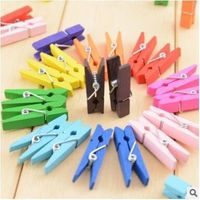 Wholesale Wooden Clip mini Spring Wooden Clips Clothespins Pegs for Hanging Clothes Socks Paper Photo Message Cards Small Craft wall decor FFA3733