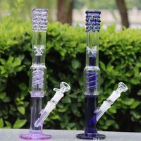 Wholesale 38cm Downstwm Bowl Joint mm White Purple Glass Bongs Spiral Percolators Hookahs Dab Rigs Two Function Bongs Water Pipes Hookahs