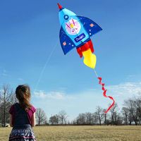 Wholesale high quality New Cartoon Rocket Kite Single Line Kite Flying for Children Kids Outdoor Toys Beach Park Playing Cm