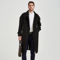Wholesale Khaki black mens trench coats man long coat men autumn clothes loose overcoat classic casual long sleeve new designer