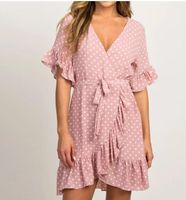 Wholesale Summer Chiffon Dress Boho Style Beach Dress Fashion Short Sleeve V neck Polka Dot A line Party Dress Sundress Vestidos