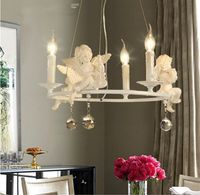 Wholesale Modern Lamps lustre Lighting Led Pendant Creative Crystal Chandeliers With The Angel For Living Room Light