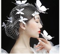 Wholesale Bridal wedding tiara hairpin Bridal veil dress accessories Bridal handmade butterfly headdress