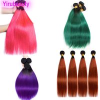 Wholesale Brazilian Virgin Hair Peruvian Human Hair Indian Straight B Purple B Ombre Color B Green B Pink Malaysian Hair Bundles