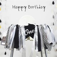Wholesale Happy Birthday Banner Baby Chair Pull Flag Bardian Tassel Flags Party Decoration Gold Silver Cotton Hot Sales jm C1