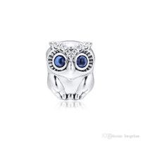 Wholesale 2019 Original Sterling Silver Jewelry Sparkling Owl Charm Beads Fits European Pandora Bracelets Necklace for Women Making