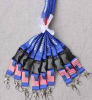 Wholesale TRUMP U S A Removable Flag of the United States Key Chains Badge Pendant Party Gift moble phone lanyard