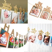 Wholesale Baby First Year Photo Folder Wedding Pulling Flag Letters Child Happy Birthday Banners Fit Party Decoration yq E1