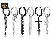 Wholesale Chain tassel cross titanium steel studs earrings button fashion girls earring stud allergy free stud earrings