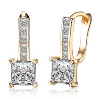 Wholesale Zircon Earrings Cuff Square Mosaic Diamond Romantic Women s Champagne Gold Earrings Ear Clip Luxury Jewelry Valentine s Day Gift POTALA115 E