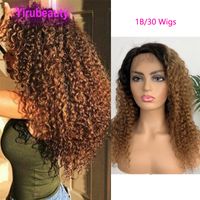 Wholesale Malaysian Kinky Curly Lace Front Wigs B Ombre Human Hair Products Soft b Kinky Curly inch wig