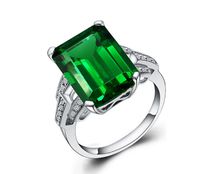 Wholesale Rectangle Emerald Ring Princess Engagement Rings For Women Wedding Jewelry Wedding Rings Accessory Size