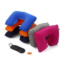 Wholesale Soft U Shape Pillow Car Flight Travel Inflatable Neck Head Rest Cushion U Pillows NeckRest Pillow with Eyeshade Earplugs light weight